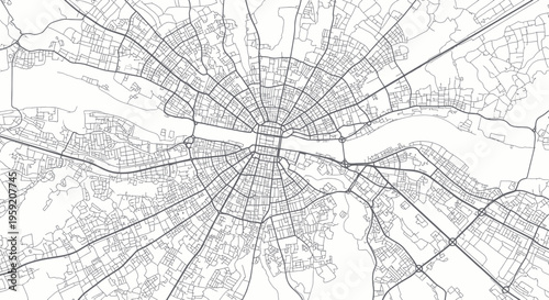 Abstract City Map Aerial View Black and White