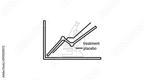 Medical Research Growth Chart: Treatment vs. Placebo with Microscope
