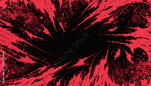Grungy red vector splash frame on black background for horror or edgy poster design.eps