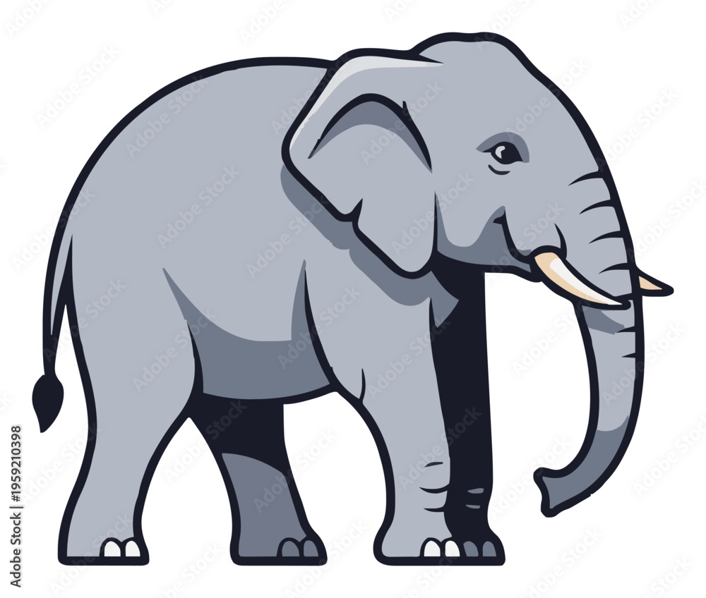 Fototapeta premium Stylized elephant side view flat vector illustration.... Generative AI