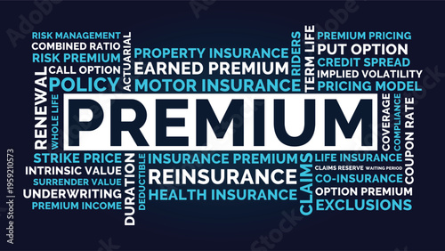 Premium Word Cloud Design for Poster, Wall Art, Insurance Education Print, Classroom Decor. Premium bold dark insurance typography