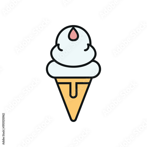 Ice Cream Cone Vector. Sweet Food Icon Design
