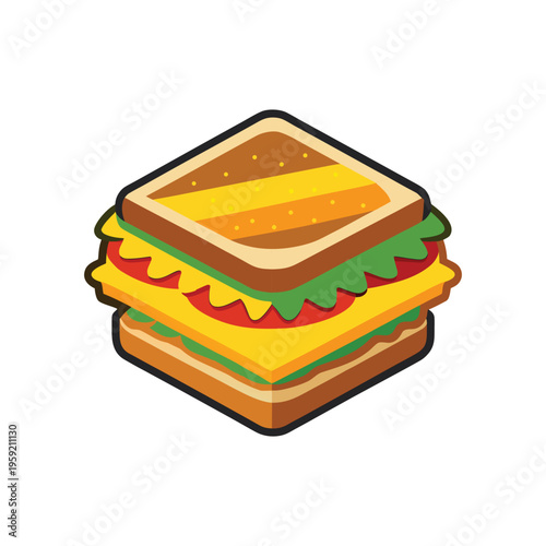 Sandwich Illustration Vector. Food Icon Isolated on White.