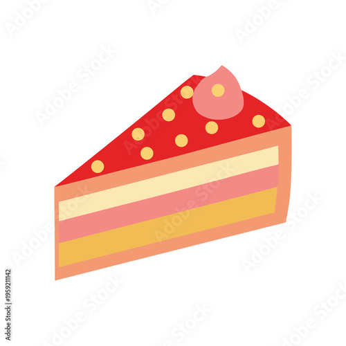 Dessert Cake Slice Vector. Bakery Food Isolated Illustration.
