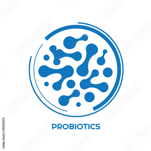 Probiotics text background. Micro probiotic microorganism
