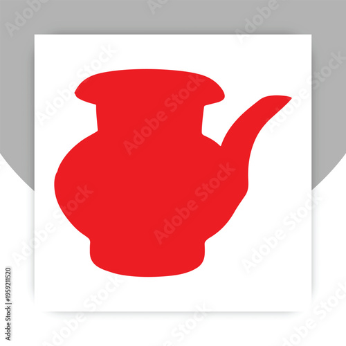 Red Teapot Silhouette: A vibrant red teapot silhouette, simple and bold. Evoking a sense of warmth and inviting an imaginary moment of tea. 
