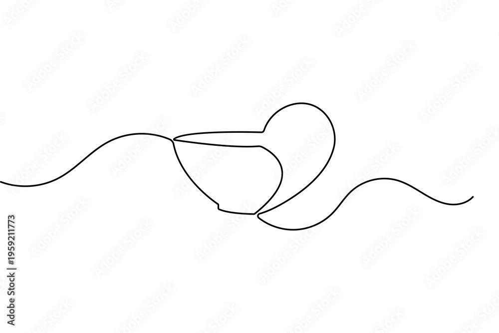 Obraz premium Minimalist healthy bowl continuous line art isolated on white background vector illustration