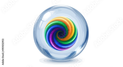 Colorful Swirl Glass Marble Sphere.