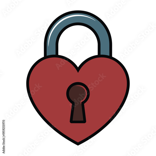 A heart-shaped padlock with a keyhole on a white background