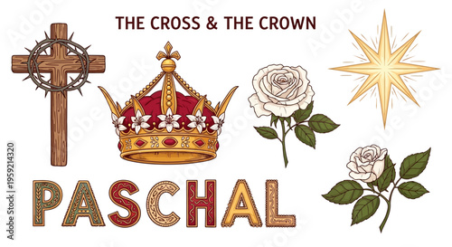 Paschal symbols representing faith, sacrifice, and renewal in christian tradition