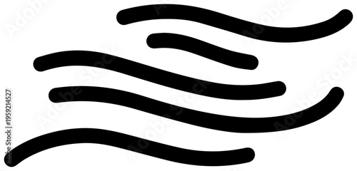Minimalistic line icon of wind breeze lines in clean design on white background for environmental or weather concepts
