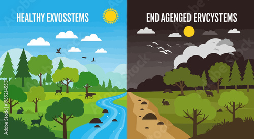 Ecosystem Comparison Healthy vs Endangered Environments