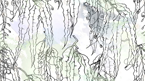 Stripe animal motif. Seamless pattern line and crackle textures. Modern summer geometric shapes on abstract brush. Contrast graphic vector background. Watercolor blobs and daubs, ink and stains.