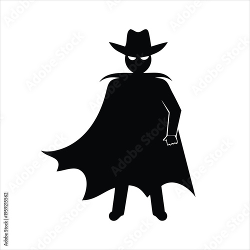 Silhouette of a mysterious figure wearing a hat and cape