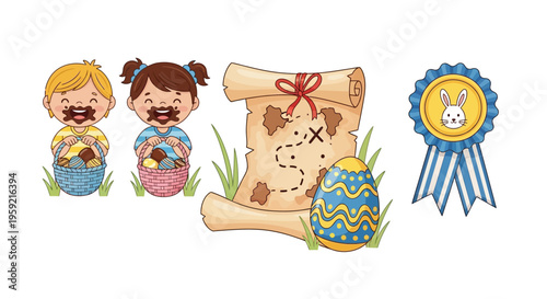 Children celebrating with a homemade trophy and baked goods