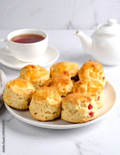Baked scones with tea
