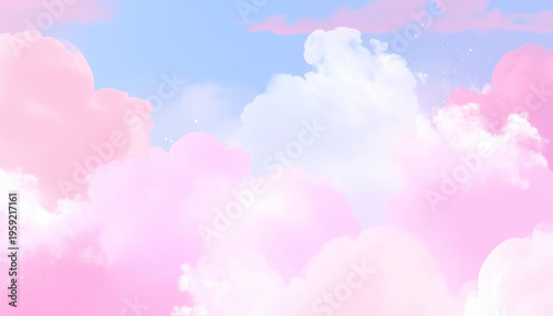 ピンクの雲が広がる幻想的でドリーミーな空の背景