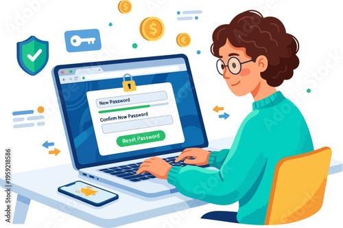 Individual creating secure new password on personal computer