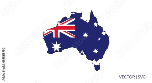 Australia Map with National Flag Overlay