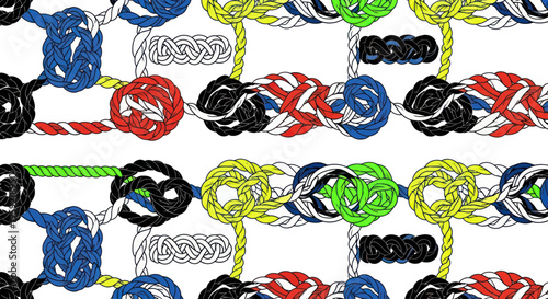 Colorful Nautical Knots Pattern on White Background