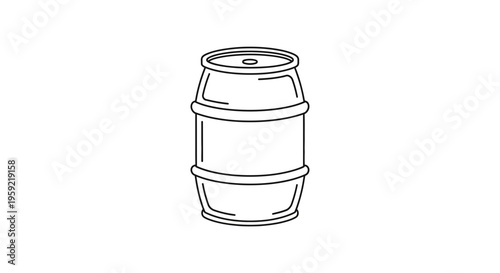 Simple Line Art Illustration of a Beer Keg