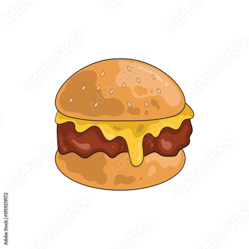 cheese burger beef doodle hand drawn  illustration