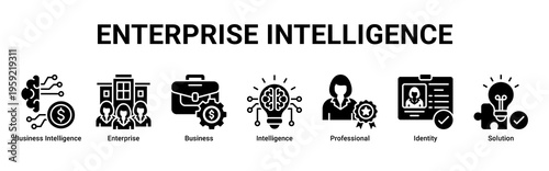 Enterprise Intelligence web banner icon vector illustration with Business Intelligence,Enterprise,Business,Intelligence,Professional,Identity,and Solution