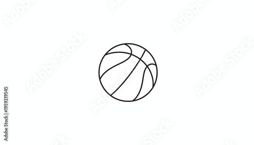 Simple Line Art Basketball Icon Isolated on White Background