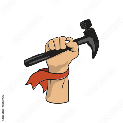Fist hand international labor day illustration