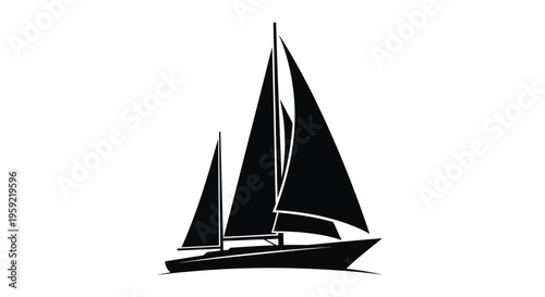 Black sailboat with two sails 