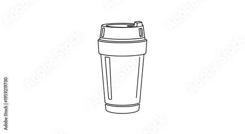 Reusable Coffee Cup Line Art Icon, Minimalist Design, Vector Illustration