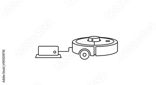 Robot Vacuum Cleaner Charging Station Docking Line Art Icon