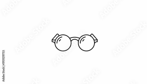Round Glasses Icon, Simple Line Art, Minimalist Eyewear Symbol