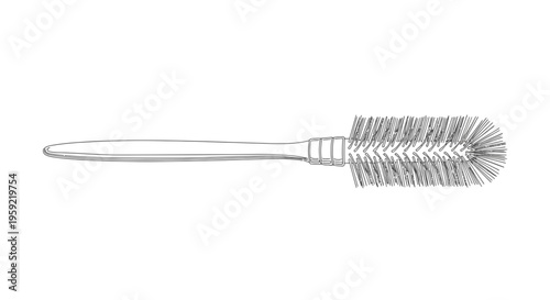 Round Hair Brush Drawing, Vintage Styling Tool for Hairdressing and Beauty