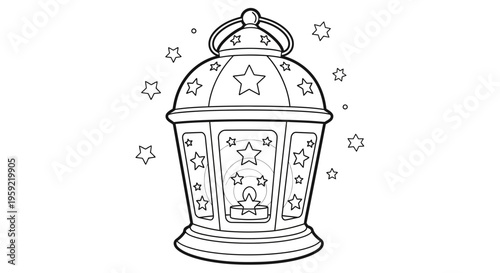 A whimsical vector illustration of a starry lantern with a handle
