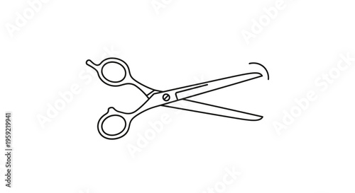 Open Barber Scissors Icon, Hairdressing Tool, Minimalist Line Art