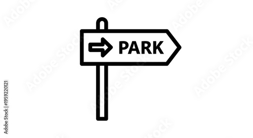 Park Sign Arrow Direction Pointer Icon, Navigation Information