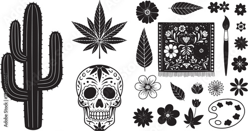 Cinco de mayo celebrations with traditional mexican symbols