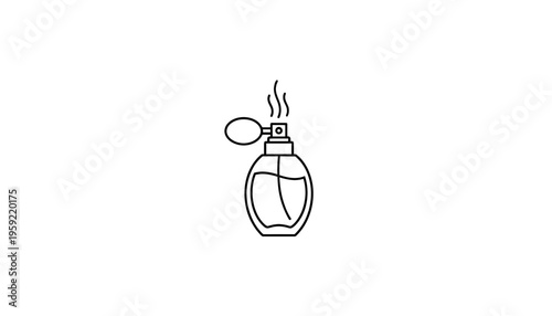 Perfume Bottle Icon with Spray Mist, Elegant Vintage Style