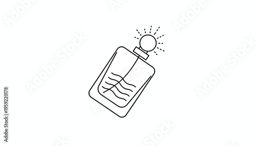 Perfume Bottle Icon, Minimalist Line Art, Elegant Fragrance Container