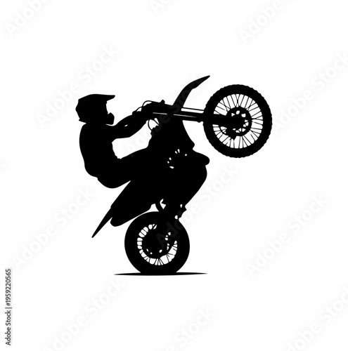 Dynamic Motocross Stunt Silhouette Vector Art