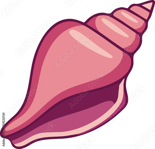 Pink spiral conch shell illustration