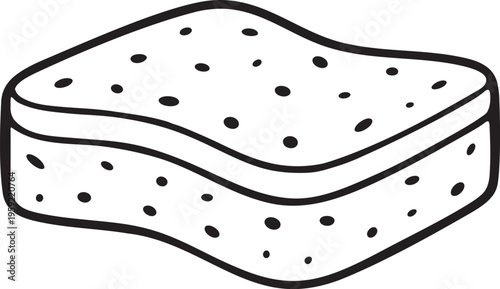 Rectangular cleaning sponge with porous texture line illustration