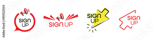 Sign up sign on white background