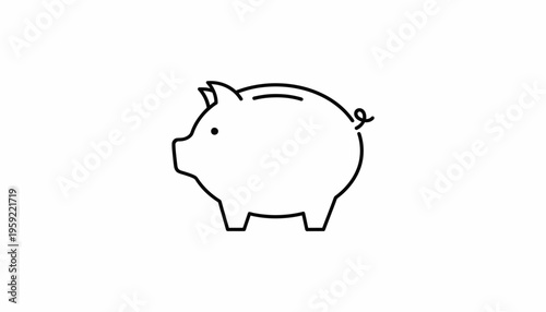 Minimalist Piggy Bank Icon, Simple Line Art, Savings Concept