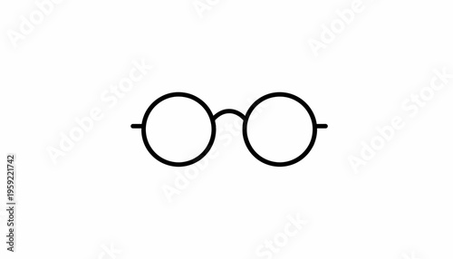 Minimalist Round Glasses Icon on White Background
