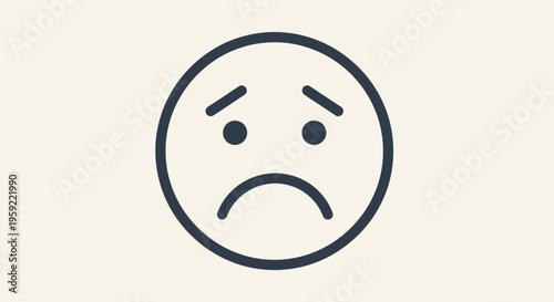 A minimalist vector graphic illustration of a frowning face emoji