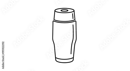 Minimalist line art illustration of a reusable coffee cup, travel mug, or thermos.