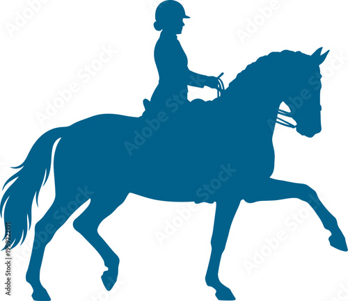 Dressage rider performing extended trot movement