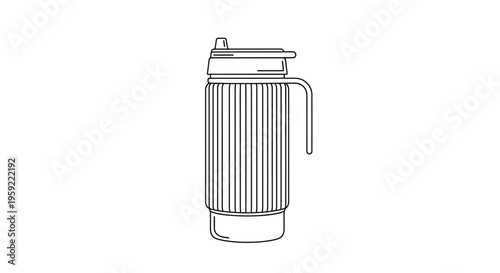 Minimalist Line Art of a Reusable Coffee Cup with Handle